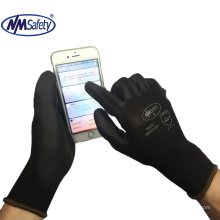 NMSAFETY 18 gauge nylon ultra thin smartphone PU gloves CE 2110X